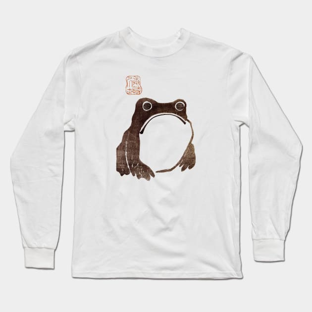 The Grumpy Japanese Frog and Cute Sad Toad in a Kawaii Aesthetic Phrog Thought Bubble Scene Long Sleeve T-Shirt by Ministry Of Frogs